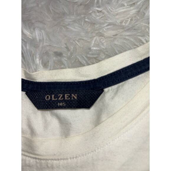 Olzen Men’s Sz. 105 Ivory & Navy Striped Tee. Fantastic Quality & Condition - Picture 4 of 8